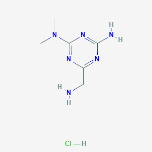 molecular formula C6H13ClN6 B7953556 6-(aminomethyl)-2-N,2-N-dimethyl-1,3,5-triazine-2,4-diamine;hydrochloride 