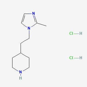 molecular formula C11H21Cl2N3 B7953621 piperidine, 4-[2-(2-methyl-1H-imidazol-1-yl)ethyl]-, dihydrochloride 