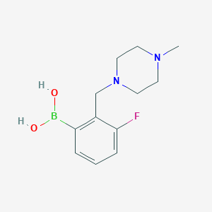 molecular formula C12H18BFN2O2 B7953716 {3-Fluoro-2-[(4-methylpiperazin-1-yl)methyl]phenyl}boronic acid 