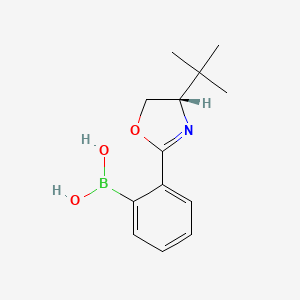 molecular formula C13H18BNO3 B7953760 {2-[(4S)-4-tert-Butyl-4,5-dihydro-1,3-oxazol-2-yl]phenyl}boronic acid 