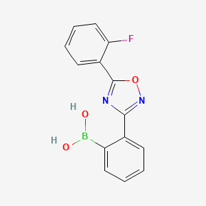 molecular formula C14H10BFN2O3 B7953795 {2-[5-(2-Fluorophenyl)-1,2,4-oxadiazol-3-yl]phenyl}boronic acid 