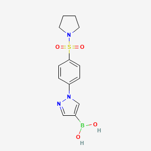 molecular formula C13H16BN3O4S B7953826 {1-[4-(Pyrrolidine-1-sulfonyl)phenyl]pyrazol-4-yl}boronic acid 