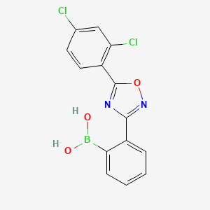 molecular formula C14H9BCl2N2O3 B7953832 {2-[5-(2,4-Dichlorophenyl)-1,2,4-oxadiazol-3-yl]phenyl}boronic acid 