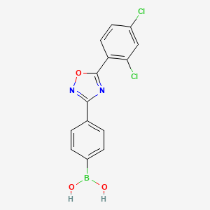 molecular formula C14H9BCl2N2O3 B7953836 {4-[5-(2,4-Dichlorophenyl)-1,2,4-oxadiazol-3-yl]phenyl}boronic acid 