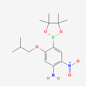 molecular formula C16H25BN2O5 B7953918 5-(2-Methylpropoxy)-2-nitro-4-(tetramethyl-1,3,2-dioxaborolan-2-yl)aniline 