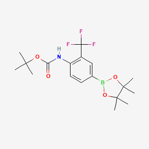 molecular formula C18H25BF3NO4 B7953941 tert-Butyl N-[4-(tetramethyl-1,3,2-dioxaborolan-2-yl)-2-(trifluoromethyl)phenyl]carbamate 