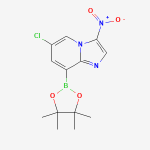 molecular formula C13H15BClN3O4 B7953958 6-Chloro-3-nitro-8-(tetramethyl-1,3,2-dioxaborolan-2-yl)imidazo[1,2-a]pyridine 