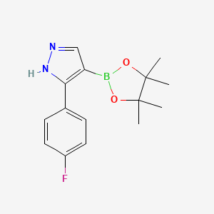 molecular formula C15H18BFN2O2 B7953977 3-(4-Fluorophenyl)-4-(tetramethyl-1,3,2-dioxaborolan-2-yl)-2H-pyrazole 