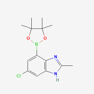 molecular formula C14H18BClN2O2 B7953978 6-Chloro-2-methyl-4-(tetramethyl-1,3,2-dioxaborolan-2-yl)-3H-1,3-benzodiazole 