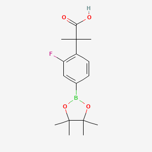 molecular formula C16H22BFO4 B7953990 2-[2-Fluoro-4-(tetramethyl-1,3,2-dioxaborolan-2-yl)phenyl]-2-methylpropanoic acid 