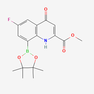 molecular formula C17H19BFNO5 B7954014 Methyl 6-fluoro-4-oxo-8-(tetramethyl-1,3,2-dioxaborolan-2-yl)-1,4-dihydroquinoline-2-carboxylate 