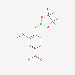 molecular formula C16H23BO5 B7954053 Methyl 3-methoxy-4-[(tetramethyl-1,3,2-dioxaborolan-2-yl)methyl]benzoate 