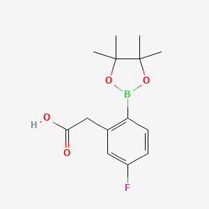 molecular formula C14H18BFO4 B7954061 2-[5-Fluoro-2-(tetramethyl-1,3,2-dioxaborolan-2-yl)phenyl]acetic acid 