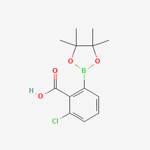 molecular formula C13H16BClO4 B7954083 2-Carboxy-3-chlorophenylboronic acid pinacol ester 