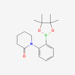 molecular formula C17H24BNO3 B7954090 1-[2-(Tetramethyl-1,3,2-dioxaborolan-2-yl)phenyl]piperidin-2-one 