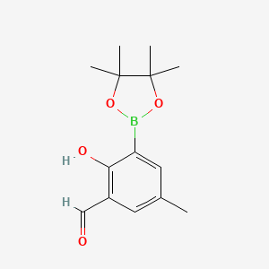 molecular formula C14H19BO4 B7954097 2-Hydroxy-5-methyl-3-(tetramethyl-1,3,2-dioxaborolan-2-yl)benzaldehyde 
