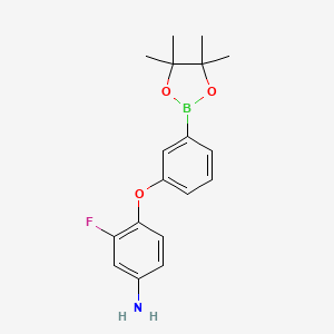 molecular formula C18H21BFNO3 B7954117 3-Fluoro-4-[3-(tetramethyl-1,3,2-dioxaborolan-2-yl)phenoxy]aniline 