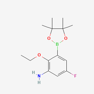 molecular formula C14H21BFNO3 B7954121 2-Ethoxy-5-fluoro-3-(tetramethyl-1,3,2-dioxaborolan-2-yl)aniline 