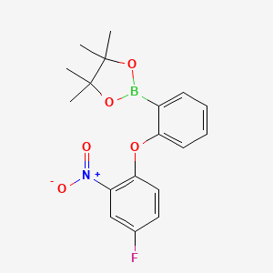 molecular formula C18H19BFNO5 B7954155 2-[2-(4-Fluoro-2-nitrophenoxy)phenyl]-4,4,5,5-tetramethyl-1,3,2-dioxaborolane 
