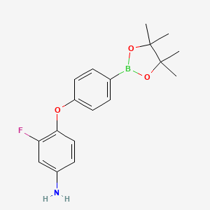 molecular formula C18H21BFNO3 B7954158 3-Fluoro-4-[4-(tetramethyl-1,3,2-dioxaborolan-2-yl)phenoxy]aniline 
