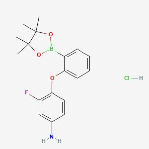 molecular formula C18H22BClFNO3 B7954161 3-Fluoro-4-[2-(tetramethyl-1,3,2-dioxaborolan-2-yl)phenoxy]aniline hydrochloride 
