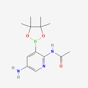 molecular formula C13H20BN3O3 B7954162 N-[5-Amino-3-(tetramethyl-1,3,2-dioxaborolan-2-yl)pyridin-2-yl]acetamide 