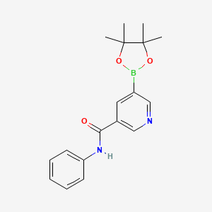 molecular formula C18H21BN2O3 B7954172 N-Phenyl-5-(tetramethyl-1,3,2-dioxaborolan-2-yl)pyridine-3-carboxamide 