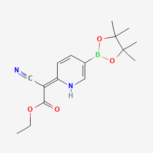 molecular formula C16H21BN2O4 B7954179 Ethyl 2-cyano-2-[(2Z)-5-(tetramethyl-1,3,2-dioxaborolan-2-yl)-1H-pyridin-2-ylidene]acetate 