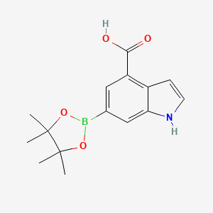 molecular formula C15H18BNO4 B7954193 6-(Tetramethyl-1,3,2-dioxaborolan-2-yl)-1H-indole-4-carboxylic acid 