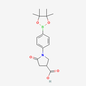molecular formula C17H22BNO5 B7954246 5-Oxo-1-[4-(tetramethyl-1,3,2-dioxaborolan-2-yl)phenyl]pyrrolidine-3-carboxylic acid 