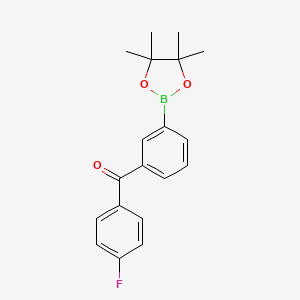 molecular formula C19H20BFO3 B7954299 2-{3-[(4-Fluorophenyl)carbonyl]phenyl}-4,4,5,5-tetramethyl-1,3,2-dioxaborolane 