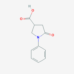 molecular formula C11H11NO3 B079543 5-氧代-1-苯基吡咯烷-3-羧酸 CAS No. 39629-86-2