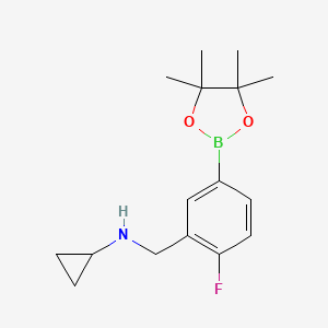 molecular formula C16H23BFNO2 B7954335 N-{[2-Fluoro-5-(tetramethyl-1,3,2-dioxaborolan-2-yl)phenyl]methyl}cyclopropanamine 