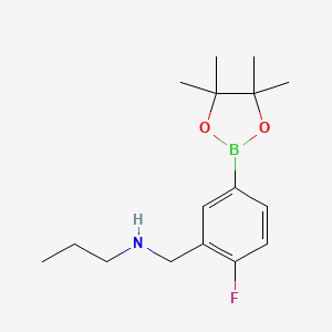 molecular formula C16H25BFNO2 B7954337 {[2-Fluoro-5-(tetramethyl-1,3,2-dioxaborolan-2-yl)phenyl]methyl}(propyl)amine 