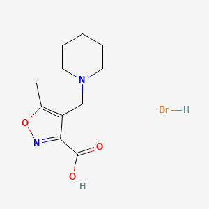 molecular formula C11H17BrN2O3 B7954419 5-Methyl-4-(piperidin-1-ylmethyl)isoxazole-3-carboxylic acid hydrobromide 
