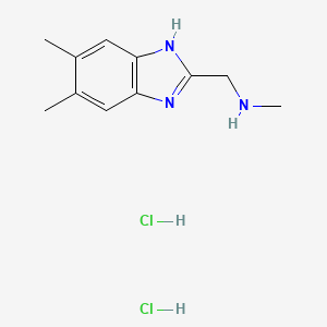 molecular formula C11H17Cl2N3 B7954424 1H-benzimidazole-2-methanamine, N,5,6-trimethyl-, dihydrochloride 
