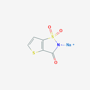 molecular formula C5H2NNaO3S2 B7954448 thieno[2,3-d]isothiazol-3(2H)-one, 1,1-dioxide, sodium salt 