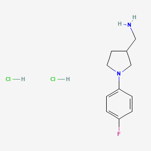 molecular formula C11H17Cl2FN2 B7954482 {[1-(4-Fluorophenyl)pyrrolidin-3-yl]methyl}amine dihydrochloride 