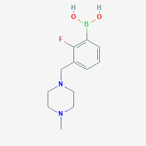 molecular formula C12H18BFN2O2 B7954801 {2-Fluoro-3-[(4-methylpiperazin-1-yl)methyl]phenyl}boronic acid 