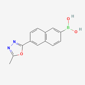 molecular formula C13H11BN2O3 B7954916 [6-(5-Methyl-1,3,4-oxadiazol-2-yl)naphthalen-2-yl]boronic acid 
