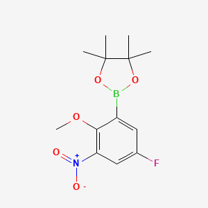 molecular formula C13H17BFNO5 B7955021 2-(5-Fluoro-2-methoxy-3-nitrophenyl)-4,4,5,5-tetramethyl-1,3,2-dioxaborolane 