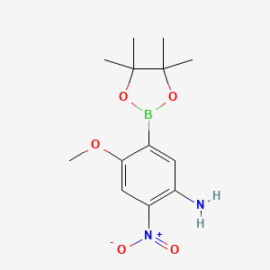 molecular formula C13H19BN2O5 B7955030 4-Methoxy-2-nitro-5-(tetramethyl-1,3,2-dioxaborolan-2-yl)aniline 