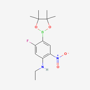 molecular formula C14H20BFN2O4 B7955039 N-Ethyl-5-fluoro-2-nitro-4-(tetramethyl-1,3,2-dioxaborolan-2-yl)aniline 