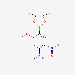 molecular formula C15H23BN2O5 B7955050 N-Ethyl-5-methoxy-2-nitro-4-(tetramethyl-1,3,2-dioxaborolan-2-yl)aniline 