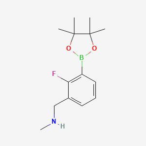 molecular formula C14H21BFNO2 B7955073 {[2-Fluoro-3-(tetramethyl-1,3,2-dioxaborolan-2-yl)phenyl]methyl}(methyl)amine 