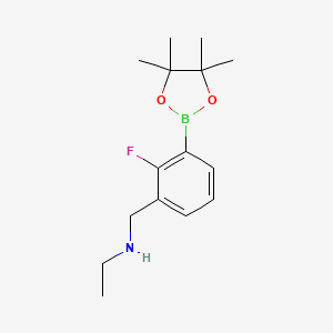 molecular formula C15H23BFNO2 B7955074 Ethyl({[2-fluoro-3-(tetramethyl-1,3,2-dioxaborolan-2-yl)phenyl]methyl})amine 