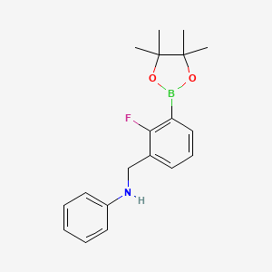 molecular formula C19H23BFNO2 B7955081 N-{[2-Fluoro-3-(tetramethyl-1,3,2-dioxaborolan-2-yl)phenyl]methyl}aniline 