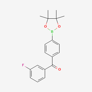 molecular formula C19H20BFO3 B7955089 2-{4-[(3-Fluorophenyl)carbonyl]phenyl}-4,4,5,5-tetramethyl-1,3,2-dioxaborolane 