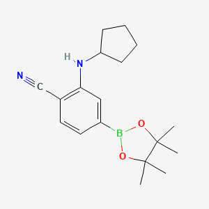 molecular formula C18H25BN2O2 B7955091 2-(Cyclopentylamino)-4-(tetramethyl-1,3,2-dioxaborolan-2-yl)benzonitrile 