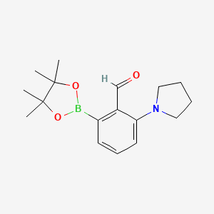 molecular formula C17H24BNO3 B7955109 2-(Pyrrolidin-1-yl)-6-(tetramethyl-1,3,2-dioxaborolan-2-yl)benzaldehyde 